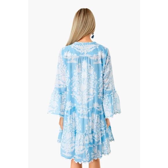 Juliet Dunn Exclusive Pastel Blue Palladio Flared Sleeve Dress NWT Small - Picture 4 of 9